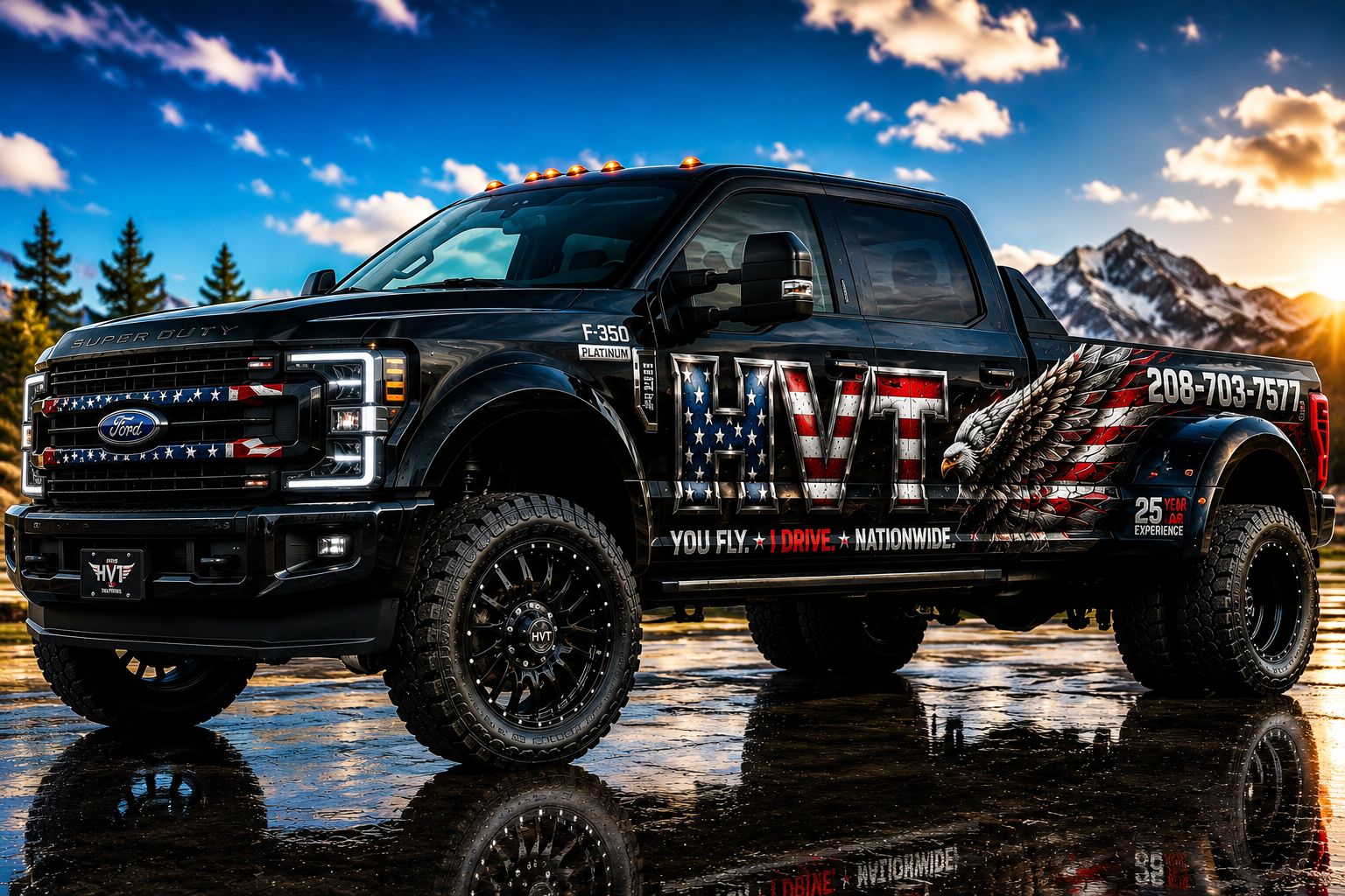 HVT custom Ford F-350 Super Duty with American flag wrap